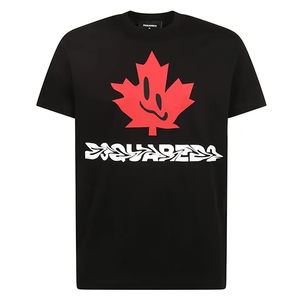 Áo Phông Dsquared2 T-Shirt Smiling Leaf Cool Fit S74GD0951 Màu Đen