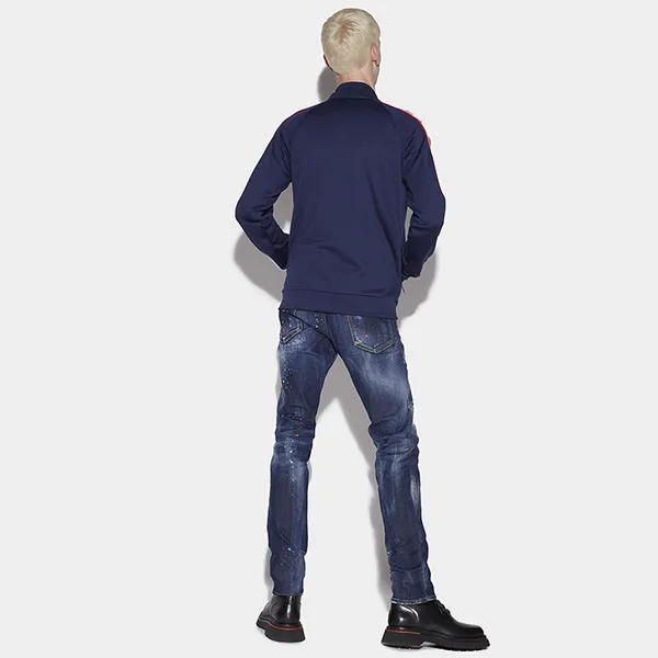 Quần Bò Dsquared2 Dark Ripped Red & Blue Spots Wash Coll Guy Jeans S74LB1051 Màu Xanh Bò - Thời trang - Vua Hàng Hiệu