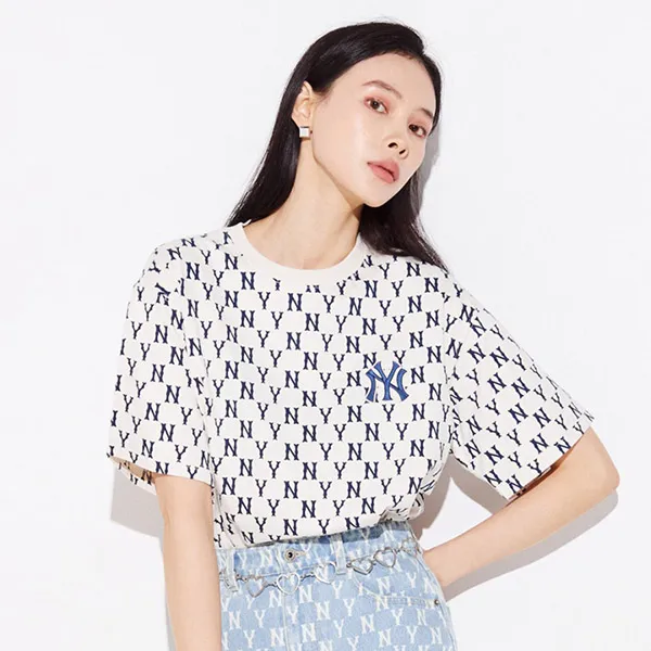 Áo Thun MLB Basic Monogram Allover Short Sleeve T-Shirt New York Yankees 3ATSM1023-50CRS Màu Trắng Kem Size XS - Thời trang - Vua Hàng Hiệu