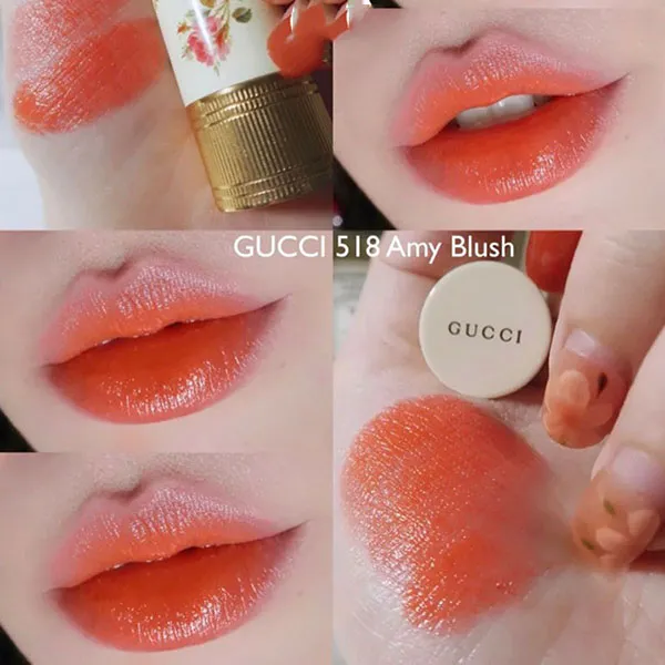 Son Gucci 518 Amy Blush Màu Đỏ Cam
