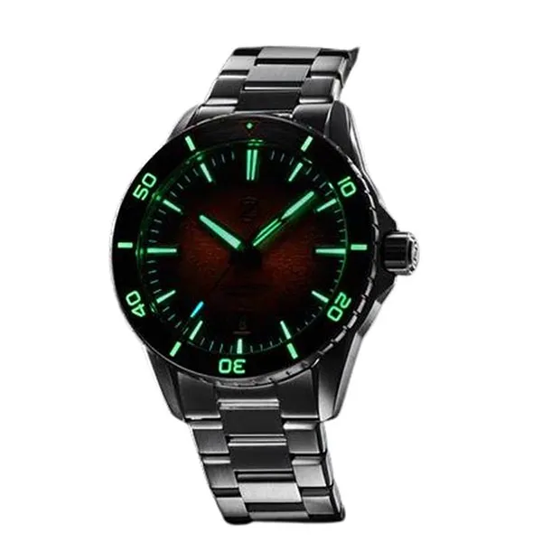 Đồng Hồ Nam Zelos Spearfish 40mm Diver Antique Green Màu Bạc