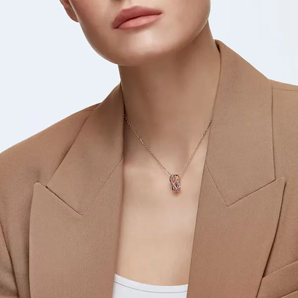 Dây Chuyền Swarovski Twist Pendant Pink, Rose Gold-Tone Plated 5563907 - Trang sức - Vua Hàng Hiệu