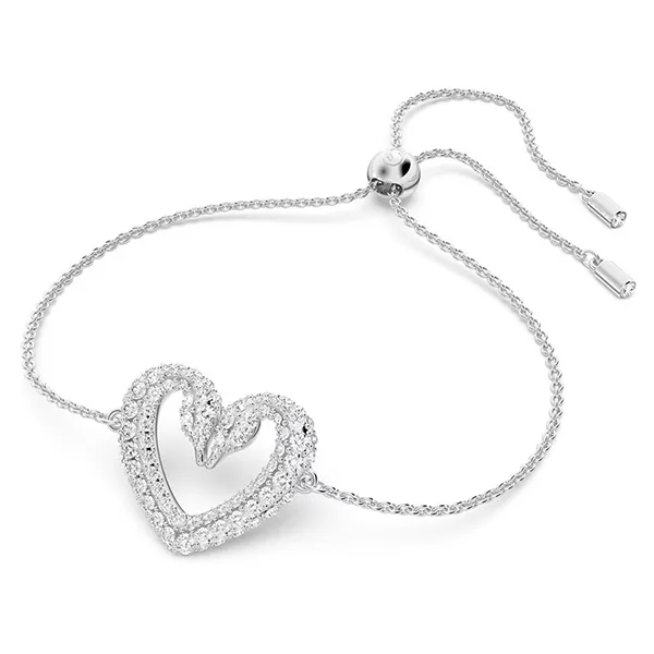 Vòng Đeo Tay Swarovski Una Bracelet Heart, White, Rhodium Plated 5625534 Màu Trắng