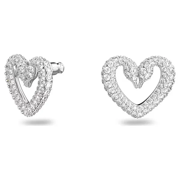 Khuyên Tai Swarovski Una Stud Earrings Heart, Small, White, Rhodium Plated 5625535 Màu Trắng - Trang sức - Vua Hàng Hiệu