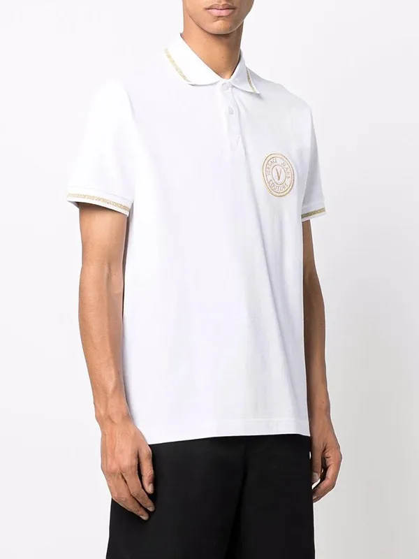 Áo Polo Versace Jeans Couture White 'V-Emblem' Polo Shirt 72GAGT03 CJ01T 003 Màu Trắng Size S