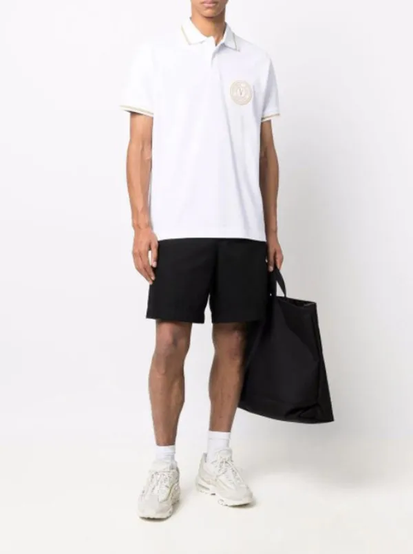 Áo Polo Versace Jeans Couture White 'V-Emblem' Polo Shirt 72GAGT03 CJ01T 003 Màu Trắng Size S