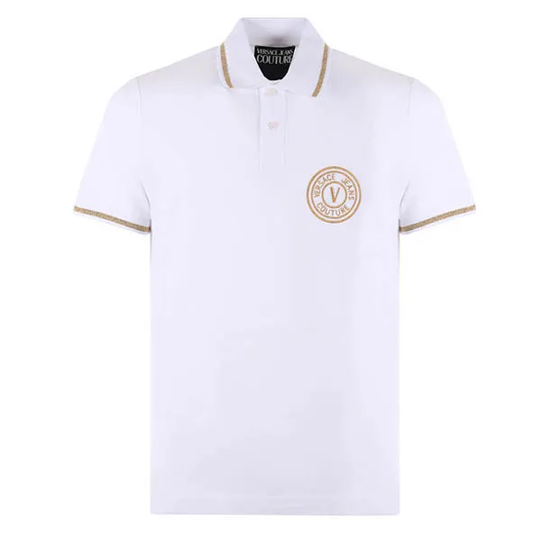 Áo Polo Versace Jeans Couture White 'V-Emblem' Polo Shirt 72GAGT03 CJ01T 003 Màu Trắng Size S