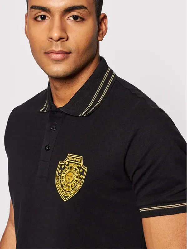 Áo Polo Nam Versace Jeans Couture Patch-Detail Cotton Polo Shirt 72GAGT11 CJ01T 899 Black Màu Đen Size M - Thời trang - Vua Hàng Hiệu