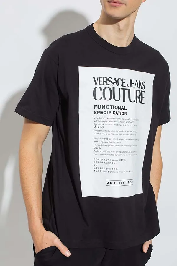 Áo Phông Versace Jeans Couture T-Shirt Con Dettaglio Logo 72GAHT05 CJ00O Màu Đen
