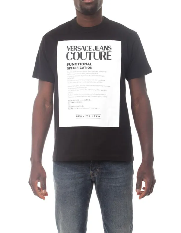 Áo Phông Versace Jeans Couture T-Shirt Con Dettaglio Logo 72GAHT05 CJ00O Màu Đen
