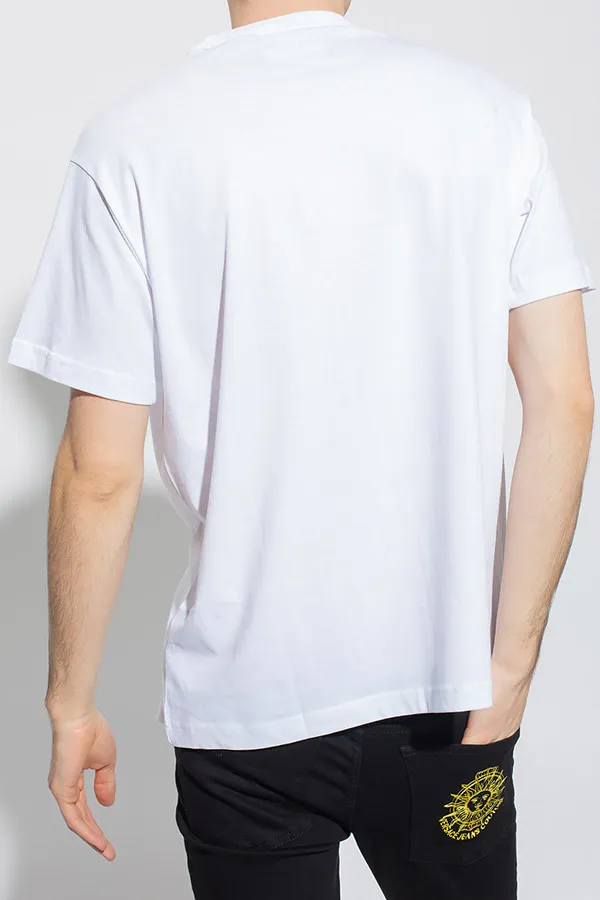 Áo Phông Versace Jeans Couture T-Shirt Con Dettaglio Logo 72GAHT05 CJ00O Màu Trắng