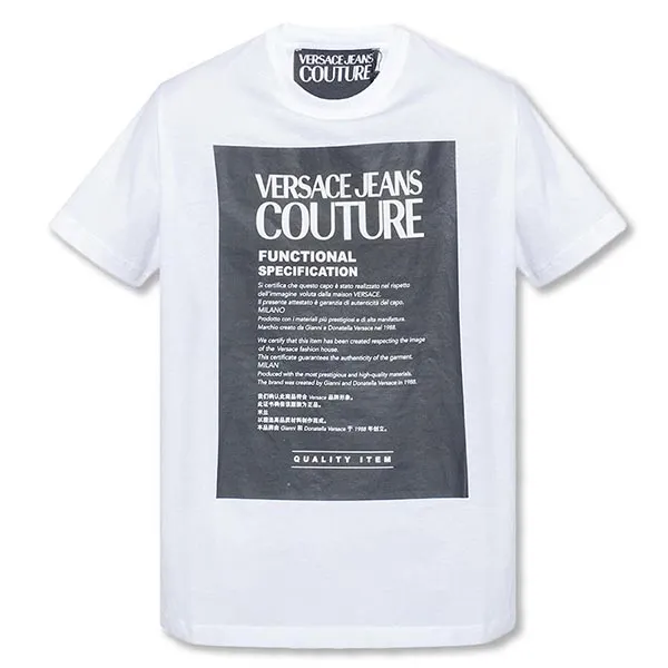 Áo Phông Versace Jeans Couture T-Shirt Con Dettaglio Logo 72GAHT05 CJ00O Màu Trắng