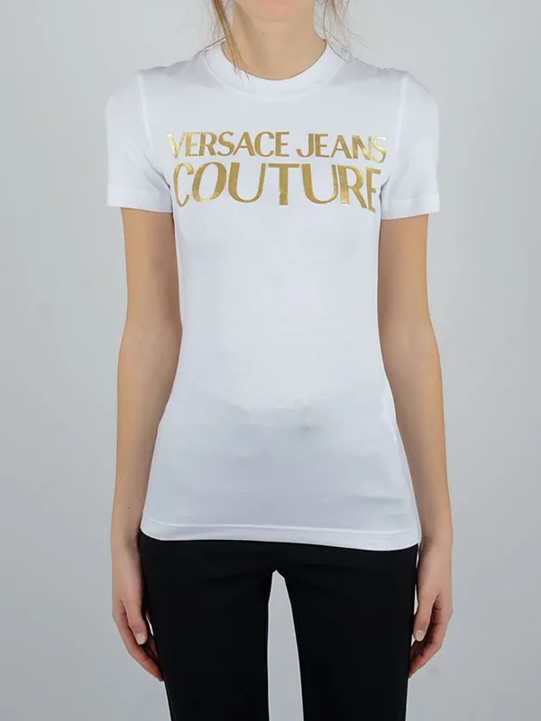 Áo Phông Nữ Versace Jeans Couture T-Shirt 72HAHT01 CJ03T Màu Trắng Size M