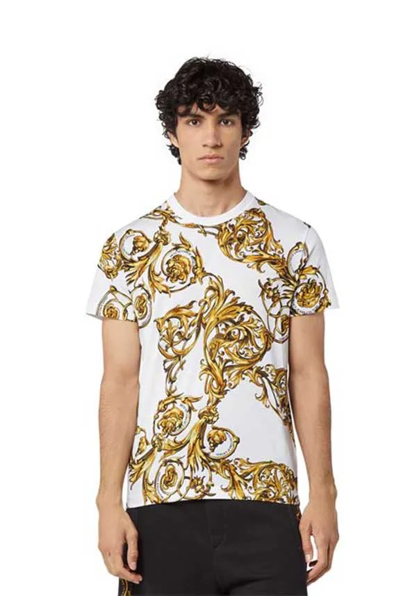 Áo Phông Versace Jeans Couture 72GAH6S0 JS049 Slim Print Garland T-shirt White Màu Trắng