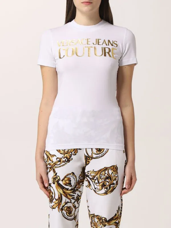 Áo Phông Nữ Versace Jeans Couture T-Shirt 72HAHT01 CJ03T Màu Trắng Size M