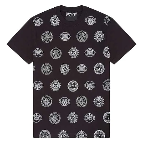 Áo Phông Versace Jeans Couture 72GAH6S4 JS047 899 V-Emblem T-Shirt Black Màu Đen