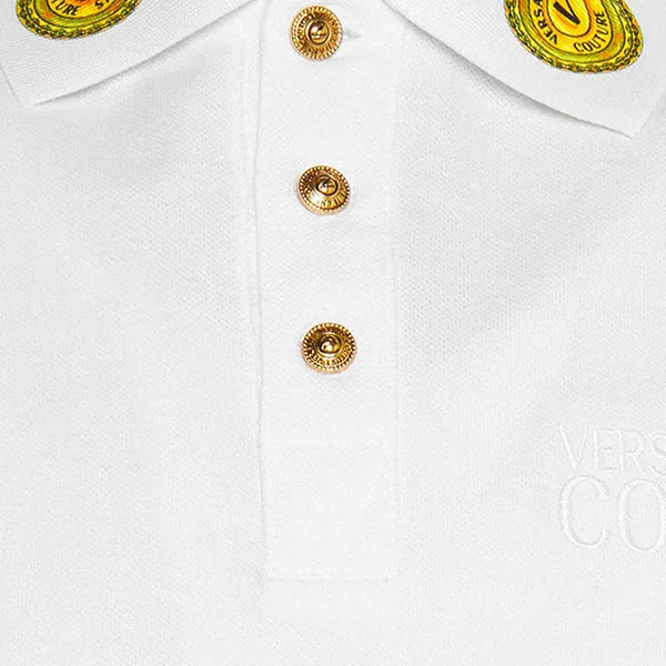 Áo Polo Versace Jeans Couture White 'Collar V-Emblem' Polo Shirt 72GAGT05 CJ01T Màu Trắng