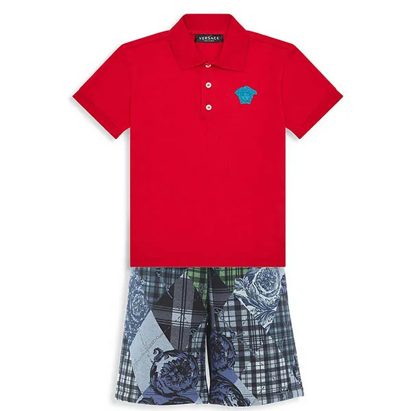 Áo Polo Versace Little Boy's & Boy's Piqué Medusa Embroidered Polo Shirt A87427 A237141 Màu Đỏ