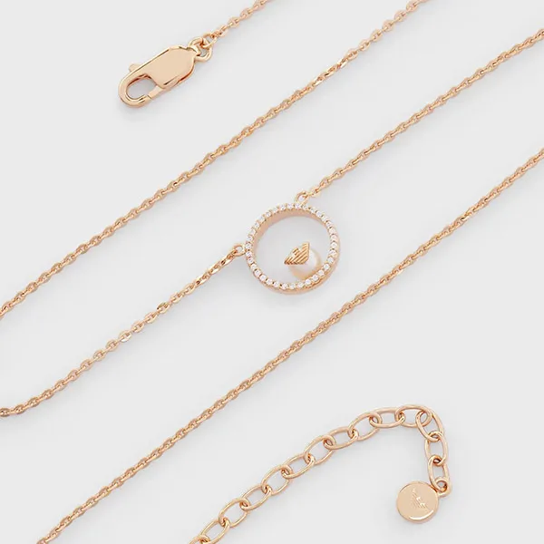 Dây Chuyền Emporio Armani Rose Gold Tone Sterling Silver, Crystals, Pearl Necklace Màu Vàng Hồng