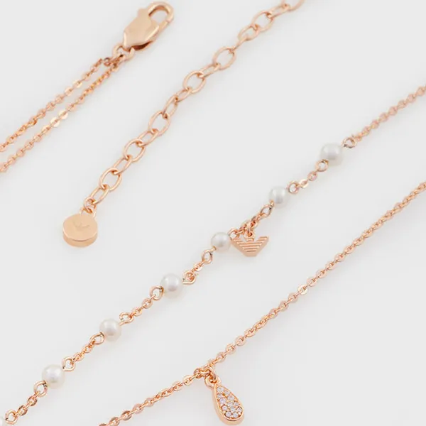 Dây Chuyền Emporio Armani Rose Gold Tone Silver Double-Strand Necklace Màu Vàng Hồng - Trang sức - Vua Hàng Hiệu