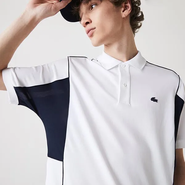 Áo Polo Lacoste Erkek Rahat Fit Renk PH9744 522 Bloklu Beyaz - Lacivert Màu Trắng Xanh Size 2