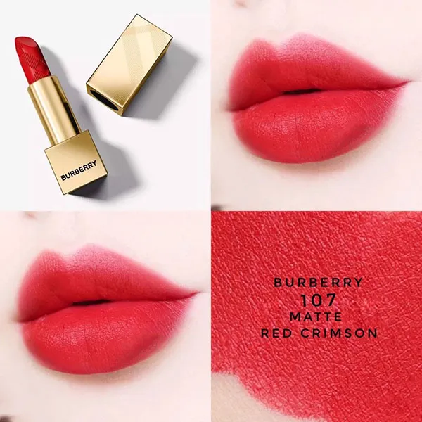 Son Burberry Kisses Matte 107 Red Crimson Màu Đỏ Tươi (trendy 2022) - Son Môi - Vua Hàng Hiệu