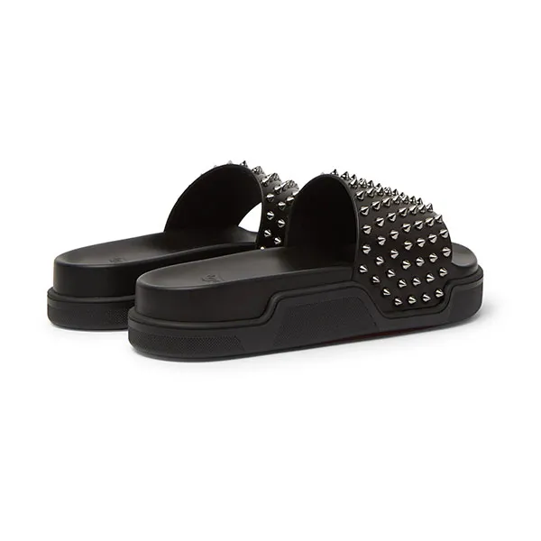 Dép Christian Louboutin Pool Fun Black Calf Flat Slider Màu Đen - Dép - Vua Hàng Hiệu