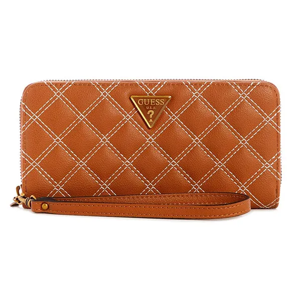 Ví Cầm Tay Guess Cessily Quilted Large Zip-Around Wallet Màu Vàng Nâu - Túi xách - Vua Hàng Hiệu