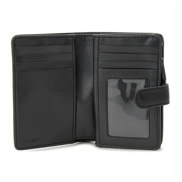 Ví Nữ Coach Medium Corner Zip Wallet In Signature Canvas Màu Nâu Đen