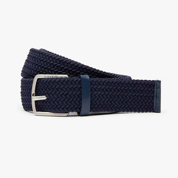 Thắt Lưng Lacoste Men's Engraved Buckle Stretch Knitted Belt RC4017-B88 Màu Xanh Navy