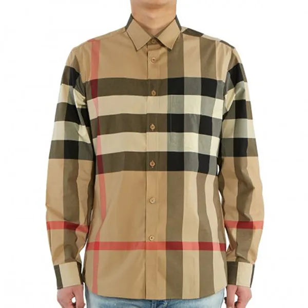 Áo Sơ Mi Burberry Check Stretch Man Shirt 8010213 A7028 Màu Nâu Nhạt - Thời trang - Vua Hàng Hiệu