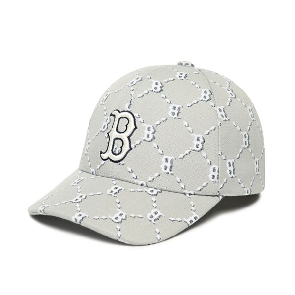 Mũ MLB Monogram Diamond Structure Ball Cap Boston Red Sox 3ACPM032N-43GRS Màu Xám - 3