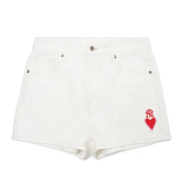 Quần Short MLB Denim Trái Tim New York Yankees 3FDPH5023-50CRS Màu Trắng - Thời trang - Vua Hàng Hiệu