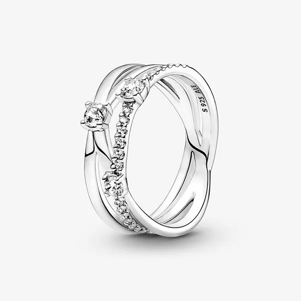 Nhẫn Pandora Sparkling Triple Band Ring Màu Bạc