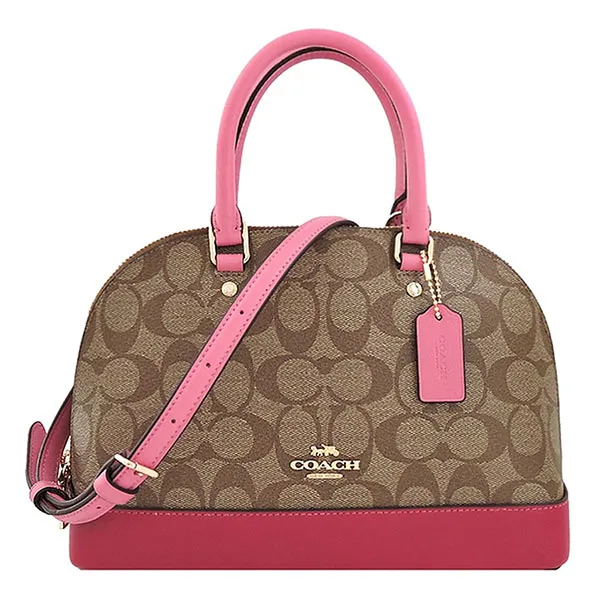 Túi Đeo Chéo Coach F58295 Mini Sierra Satchel In Signature Phối Màu Hồng Nâu