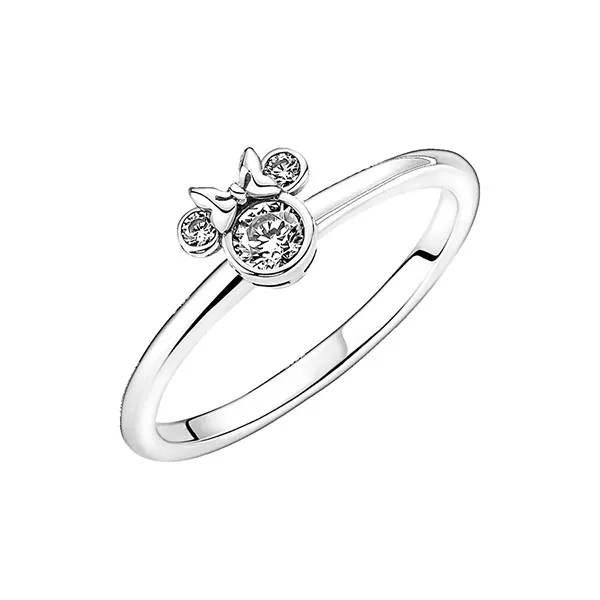 Nhẫn Pandora Disney Minnie Mouse Sparkling Head Ring Màu Bạc
