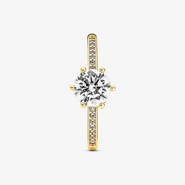 Nhẫn Pandora Clear Sparkling Crown Solitaire Ring Màu Vàng Size 52 - 3