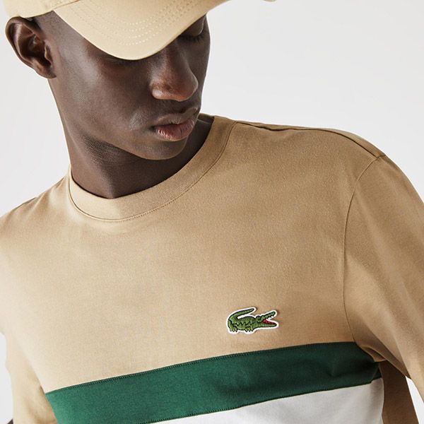 Áo Phông Lacoste Men's Colourblocked Panel Cotton T-Shirt TH1884-FJM Màu Beige/Xám Size XS - 3
