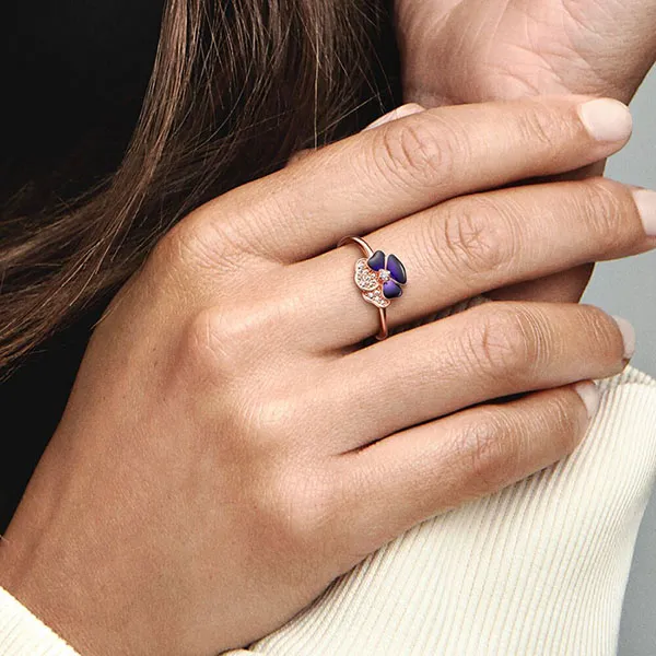 Nhẫn Pandora Deep Purple Pansy Flower Ring Màu Vàng Hồng