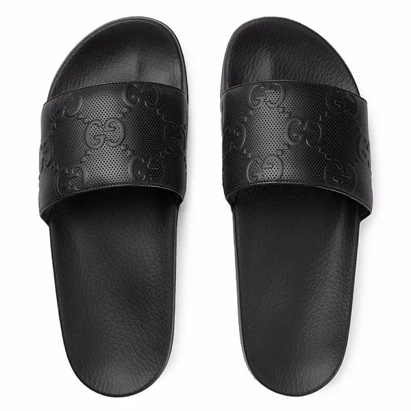 Dép Gucci GG-Embossed Slides Màu Đen Size 39 - Dép - Vua Hàng Hiệu