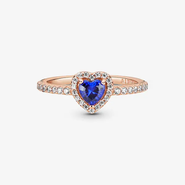 Nhẫn Pandora Sparkling Blue Elevated Heart Ring 188421C01 Màu Vàng Hồng Đính Đá Xanh Navy Size 50 - Trang sức - Vua Hàng Hiệu