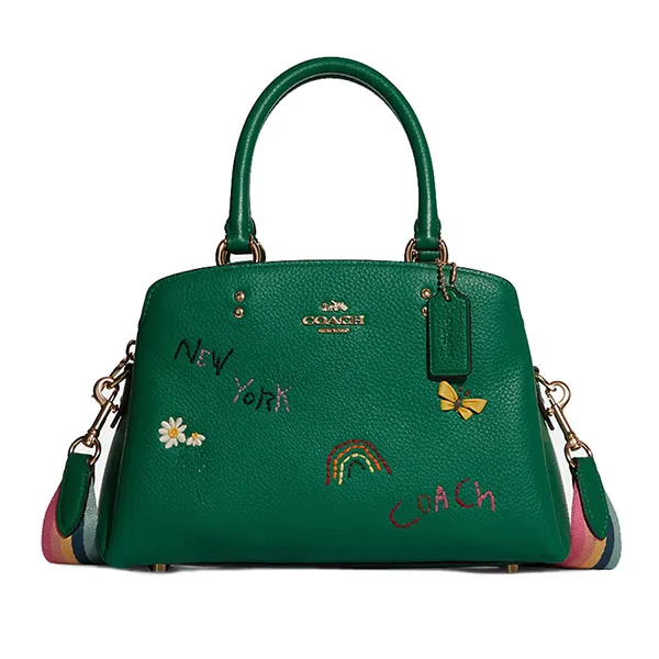 Túi Đeo Chéo Coach C8364 Mini Lillie Carryall With Diary Embroidery Màu Xanh Green