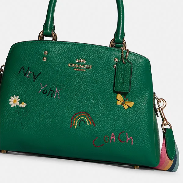 Túi Đeo Chéo Coach C8364 Mini Lillie Carryall With Diary Embroidery Màu Xanh Green