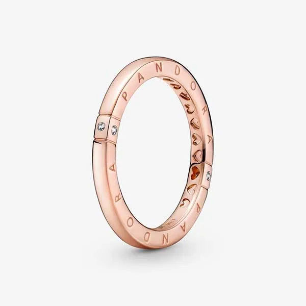 Nhẫn Pandora Logo & Hearts Ring Màu Vàng Hồng - Trang sức - Vua Hàng Hiệu