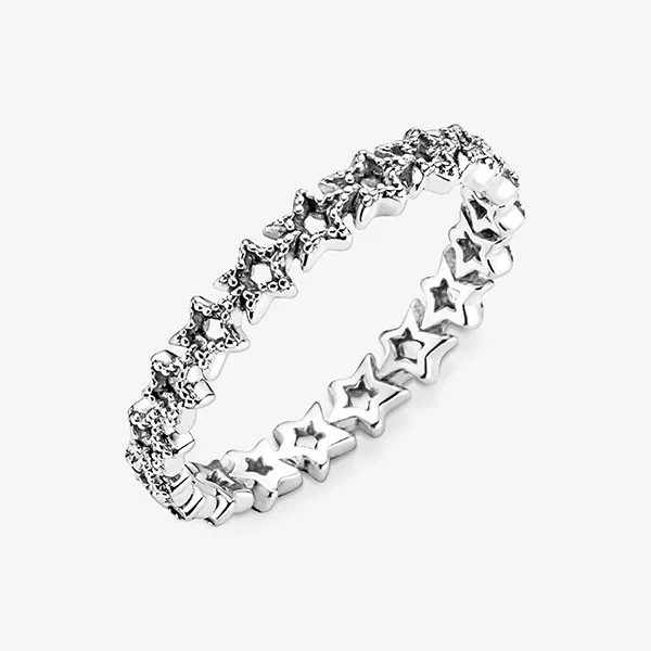 Nhẫn Pandora Band Of Asymmetric Stars Ring Màu Bạc Size 52