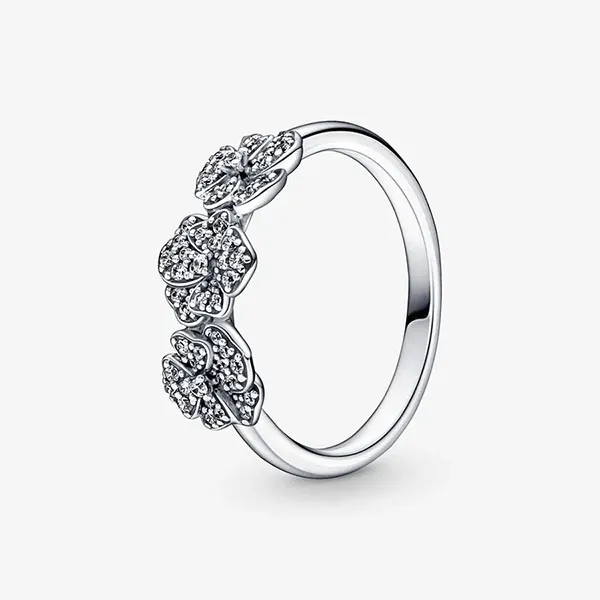 Nhẫn Pandora Triple Pansy Flower Ring Màu Bạc