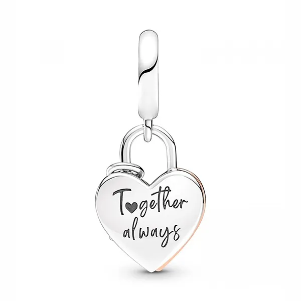 Hạt Vòng Charm Pandora Heart Padlock Double Dangle 780087C01 Màu Bạc Phối Vàng Hồng - Trang sức - Vua Hàng Hiệu