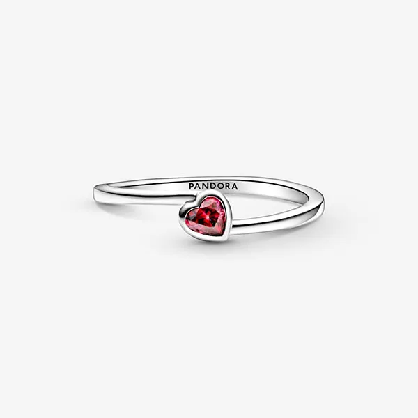 Nhẫn Pandora Red Tilted Heart Solitaire Ring Đính Đá 99267C01 Màu Đỏ Size 48