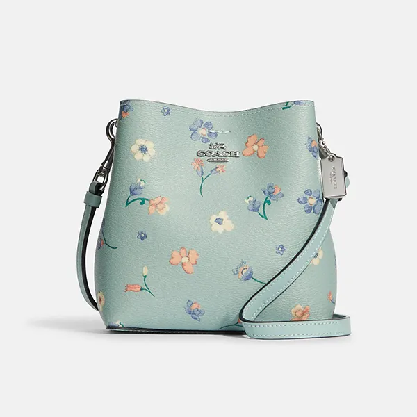 Túi Đeo Chéo Nữ Coach Mini Town Bucket Bag With Mystical Floral Print Màu Xanh Lam