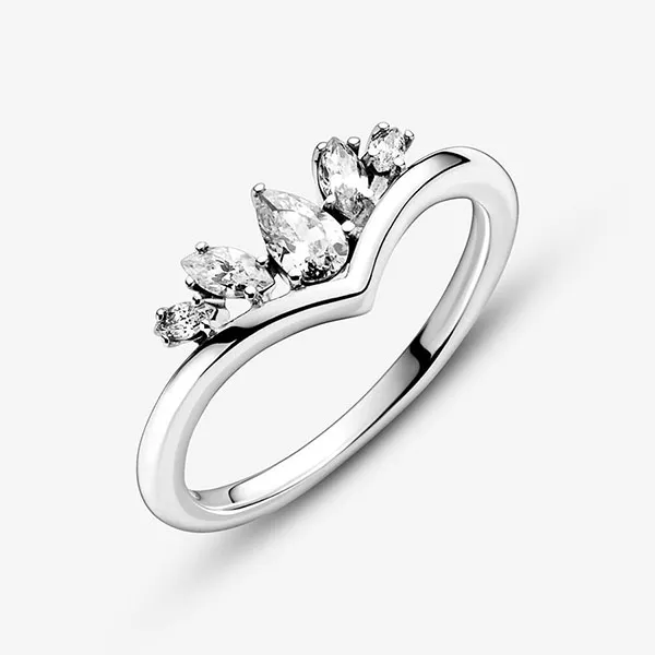 Nhẫn Pandora Sparkling Pear & Marquise Wishbone Ring Màu Bạc Size 52